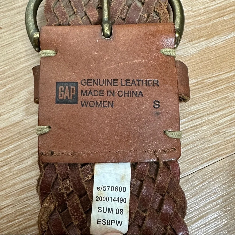 Gap Brown Genuine Leather Twisted Braided Woven Belt, Sz Small